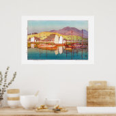 浮世絵 – 吉田 – 17 – 潮待ち –  ポスター (キッチン)