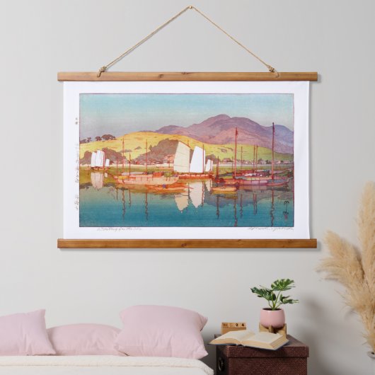 浮世絵 – 吉田 – 17 – 潮待ち –  吊り下げ型タペストリー (寝室)