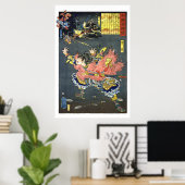 浮世絵- 和漢百物語 No.10 - 雷震・順風耳・千里眼 - ポスター (ホームオフィス)