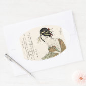 浮世絵・女性 楕円形シール (封筒)