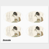 浮世絵・女性 楕円形シール (シート)