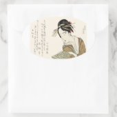 浮世絵・女性 楕円形シール (バッグ)