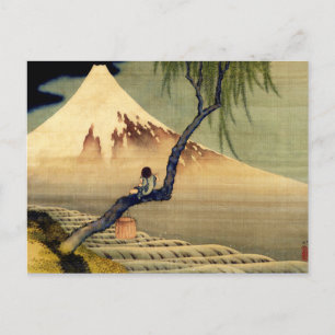 浮世絵 少年 富士山 日本 古董 ポストカード