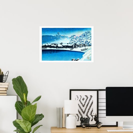 浮世絵 巴水 C28 小木港の雪の明け方 ポスター (ホームオフィス)