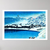 浮世絵 巴水 C28 小木港の雪の明け方 ポスター (正面)