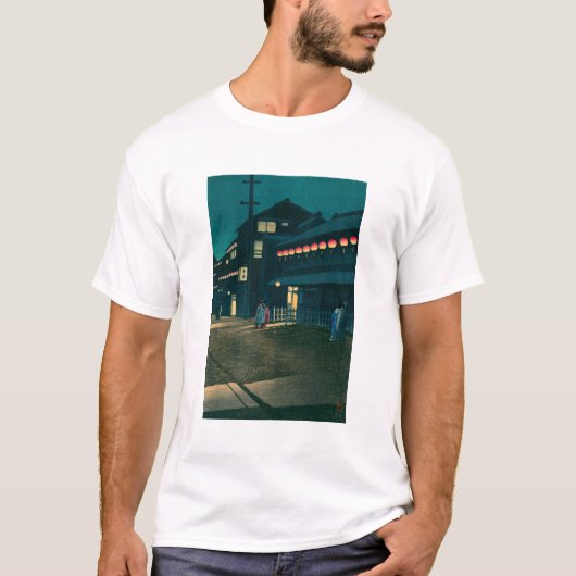 浮世絵 巴水 No61 大坂宗右衛門町の夕 Tシャツ (正面)