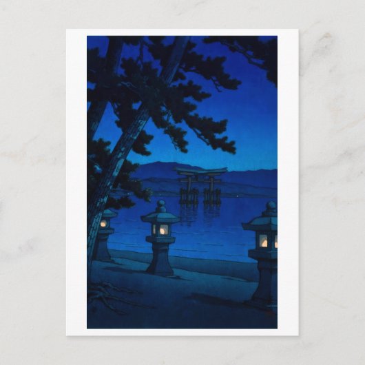 浮世絵[波水]A02 宮島の月夜 ポストカード (正面)
