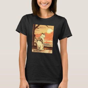 浮世絵 神奈川 ヴィンテージ 日本の入れ墨 猫 グラフ Tシャツ