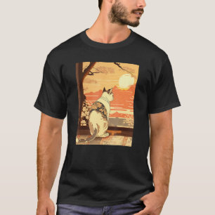 浮世絵 神奈川 ヴィンテージ 日本の入れ墨 猫 グラフ Tシャツ