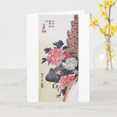 浮世絵 葛飾北斎と孔雀 カード (黄色い花)
