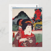 浮世絵[豊国] 10-07万町娘巨摩市… ポストカード (正面/裏面)