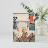 浮世絵[豊国] 42-32白須賀の猫塚 ポストカード (スタンド正面)
