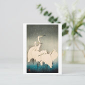 浮世絵 – 雪の中のエグレット ポストカード (スタンド正面)