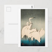 浮世絵 – 雪の中のエグレット ポストカード (正面/裏面)