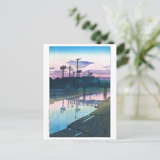 浮世絵- hasui - C02 - Kiba at Dusk - ポストカード (スタンド正面)