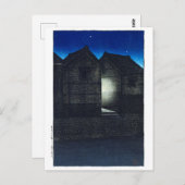 浮世絵- hasui - C04 - Shinkawa Rive at Night - ポストカード (正面/裏面)