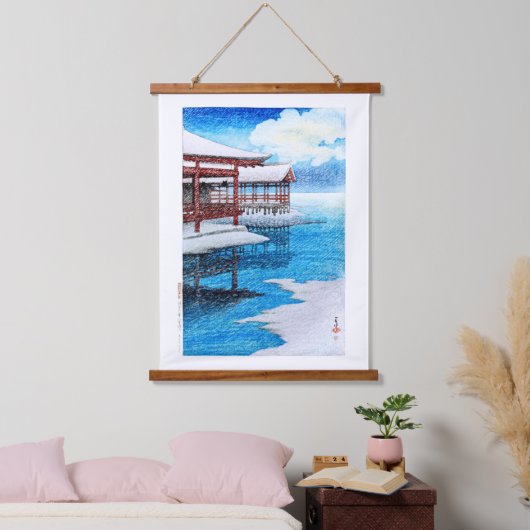 浮世絵[hasui] C26宮島素晴らしの1日の雪 吊り下げ型タペストリー (寝室)