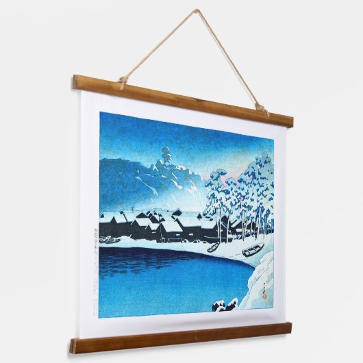 浮世絵[hasui] C28小城港の夜明け雪 吊り下げ型タペストリー (傾斜あり)