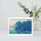 浮世絵[hasui] C29朝、大阪道頓堀市 ポストカード (スタンド正面)