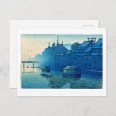 浮世絵[hasui] C29朝、大阪道頓堀市 ポストカード (正面/裏面)