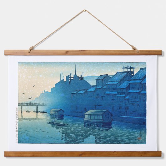 浮世絵[hasui] C29朝、大阪道頓堀市 吊り下げ型タペストリー (正面)