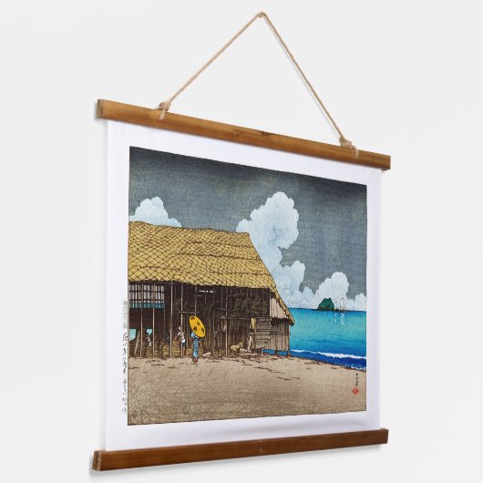 浮世絵[hasui] C32シーサイドコテージ、氷見、越中 吊り下げ型タペストリー (傾斜あり)