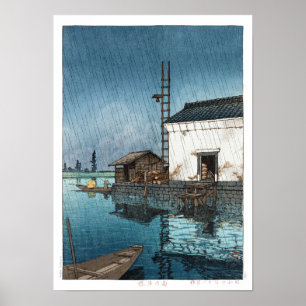 浮世絵- hasui - m02 – 雨の中の牛堀 –  ポスター