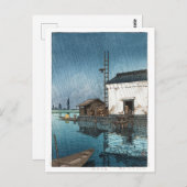 浮世絵- hasui - m02 – 雨の中の牛堀 –  ポストカード (正面/裏面)