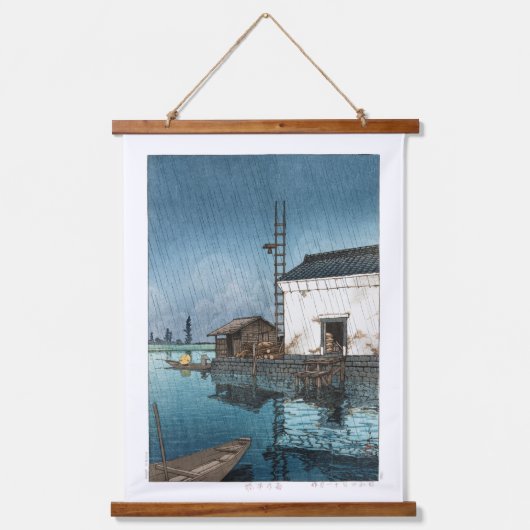 浮世絵- hasui - m02 – 雨の中の牛堀 – 吊り下げ型タペストリー (正面)
