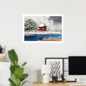 浮世絵- hasui - m06 – 神社入口の雪 – ポスター (ホームオフィス)