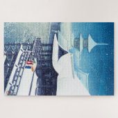 浮世絵- hasui - m07 -春雪 –  ジグソーパズル (横)