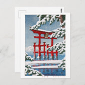 浮世絵- hasui - m11 – 宮島神社の雪 –  ポストカード (正面/裏面)