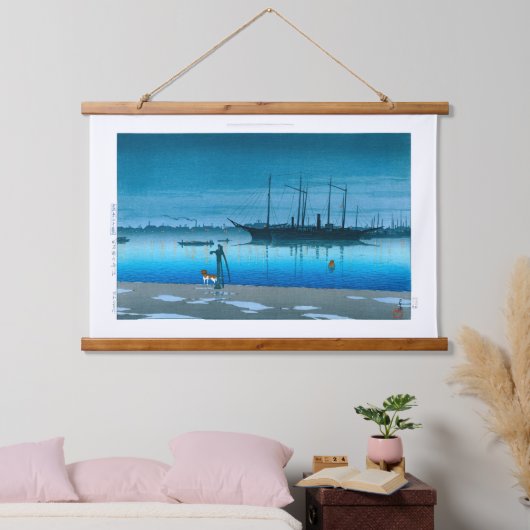 浮世絵- hasui - No.17雨後の明石町 –  吊り下げ型タペストリー (寝室)