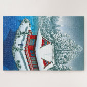 浮世絵- hasui - No.26井の頭公園の雪 –  ジグソーパズル (横)