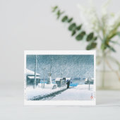 浮世絵- hasui - No.3月島の雪 –  ポストカード (スタンド正面)