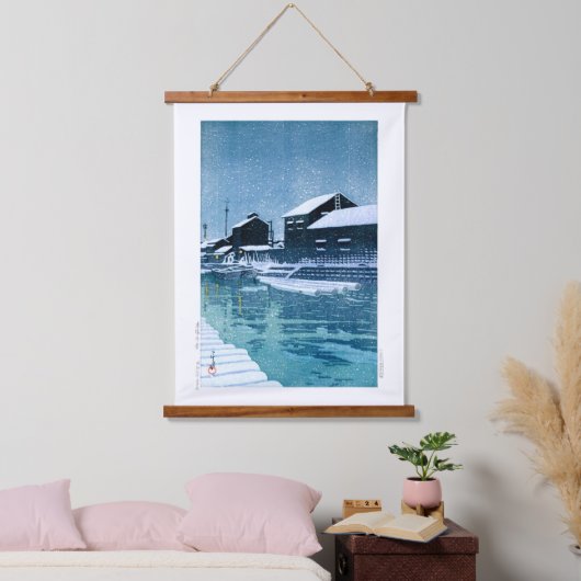 浮世絵- hasui - No.40木場の雪 – 吊り下げ型タペストリー (寝室)