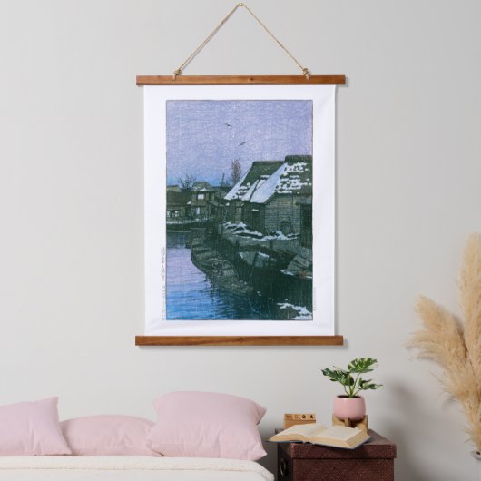 浮世絵- hasui - No.41浦安の残雪 –  吊り下げ型タペストリー (寝室)