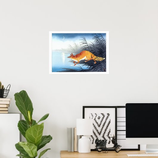 浮世絵[Koson]キツネバイザムーンライトウォーター(S) ポスター (ホームオフィス)