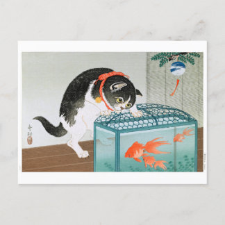 浮世絵[Koson]ネコと金魚 ポストカード