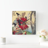 浮世絵 ukiyoe 月岡芳年 「芳年武者无類 武蔵坊弁慶・九郎判官源義経」 スクエア壁時計 (ホーム)
