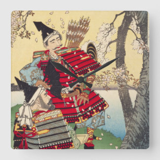 浮世絵 ukiyoe 月岡芳年 「芳年武者无類 武蔵坊弁慶・九郎判官源義経」 スクエア壁時計