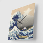 浮世絵 ukiyoe 葛飾北斎 「富嶽三十六景 神奈川沖浪裏」 スクエア壁時計 (傾斜)