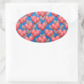 浮動ハートオン青 楕円形シール (バッグ)