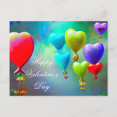 浮動ハートバルーンバレンタイン ポストカード (正面)