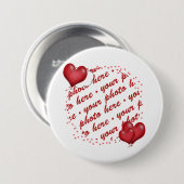 浮動ハートバルーン写真フレーム 缶バッジ (正面&裏面)