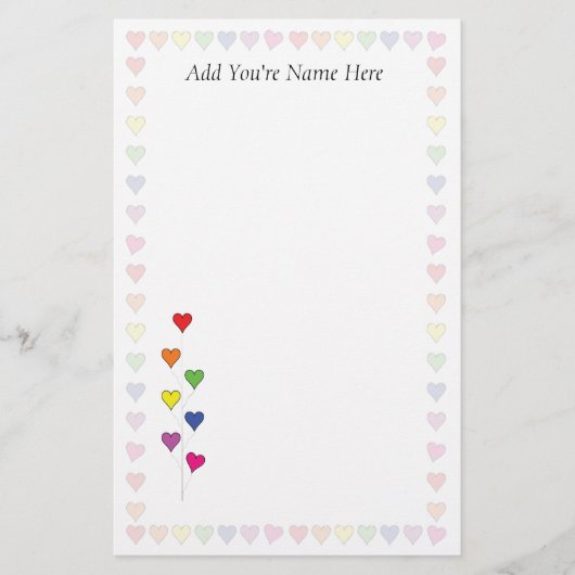 浮動バルーンハート固定 便箋 (正面)