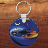 浮動フラットアース大空の太陽&ムーンキーチェーン キーホルダー (正面)