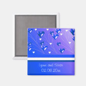 浮動ブルーハート日付の保存 マグネット (正面/裏面)