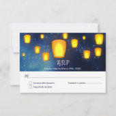 浮動ランタン結婚の返信RSVP 招待状 (正面)