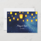 浮動ランタン結婚の返信RSVP 招待状 (裏面)